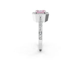 White gold Fancy Pink Asscher Cut Halo Diamond Engagement Ring with Split Shank Band and Four-Prong Setting_14