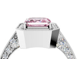White gold Fancy Pink Asscher Cut Halo Diamond Engagement Ring with Split Shank Band and Four-Prong Setting_16