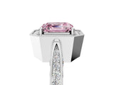 White gold Fancy Pink Asscher Cut Halo Diamond Engagement Ring with Split Shank Band and Four-Prong Setting_17