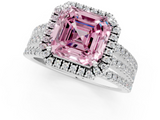 White gold Fancy Pink Asscher  Cut Halo Diamond Engagement Ring with Split Shank and Four-Prong Setting_51