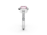 White gold Fancy Pink Asscher  Cut Halo Diamond Pave Band Ring with Four-Prong Setting_2