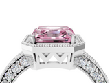 White gold Fancy Pink Asscher  Cut Halo Diamond Pave Band Ring with Four-Prong Setting_4