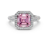 White gold Fancy Pink Asscher  Cut Halo Diamond Pave Band with Four-Prong Setting_16