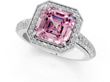 White gold Fancy Pink Asscher  Cut Halo Diamond Pave Band with Four-Prong Setting_17