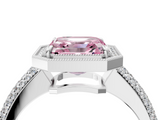 White gold Fancy Pink Asscher  Cut Halo Diamond Pave Band with Four-Prong Setting_20