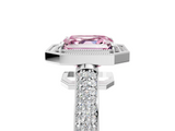 White gold Fancy Pink Asscher  Cut Halo Diamond Pave Band with Four-Prong Setting_22