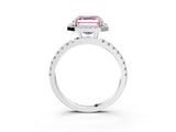 White gold Fancy Pink Asscher Cut Halo Diamond Pave Band with Prong Setting_3