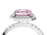 White gold Fancy Pink Asscher Cut Halo Diamond Pave Band with Prong Setting_4