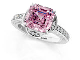 White gold Fancy Pink Asscher  Cut Halo Diamond Ring with Channel Set Band and Four-Prong Setting_48