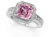 White gold Fancy Pink Asscher  Cut Halo Diamond Ring with Pavé Band and Four-Prong Setting_30