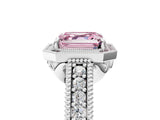 White gold Fancy Pink Asscher  Cut Halo Diamond Ring with Pavé Band and Four-Prong Setting_34