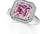 White gold Fancy Pink Asscher  Cut Halo Diamond Ring with Pavé Band and Milgrain Prong Setting_51