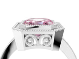 White gold Fancy Pink Asscher  Cut Halo Diamond Ring with Pavé Band and Milgrain Prong Setting_54