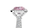 White gold Fancy Pink Asscher Cut Halo Diamond Ring with Pavé Band_17