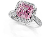 White gold Fancy Pink Asscher Cut Halo Diamond Ring with Pavé Band_25