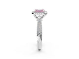 White gold Fancy Pink Asscher Cut Halo Diamond Ring with Pavé Band_26