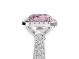 White gold Fancy Pink Asscher Cut Halo Diamond Ring with Pavé Band_29