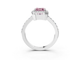 White gold Fancy Pink Asscher  Cut Halo Diamond Ring with Pave Band and Four-Prong Setting_20
