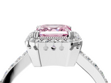 White gold Fancy Pink Asscher  Cut Halo Diamond Ring with Pave Band and Four-Prong Setting_21