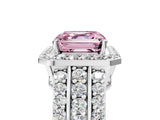 White gold Fancy Pink Asscher Cut Halo Diamond Ring with Round  Split Shank and Prong Setting_108