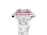 White gold Fancy Pink Asscher  Cut Halo Diamond Ring with Scrollwork Band and Four-Prong Setting_5