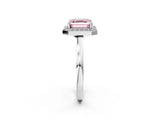 White gold Fancy Pink Asscher Cut Halo Diamond Ring with Solitaire Band and Prong Setting_2