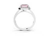 White gold Fancy Pink Asscher Cut Halo Diamond Ring with Solitaire Band and Prong Setting_3