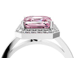 White gold Fancy Pink Asscher Cut Halo Diamond Ring with Solitaire Band and Prong Setting_4