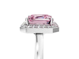 White gold Fancy Pink Asscher Cut Halo Diamond Ring with Solitaire Band and Prong Setting_5