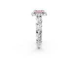 White gold Fancy Pink Asscher Cut Halo Diamond Solitaire with Filigree Band and Four-Prong Setting_2