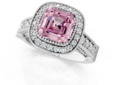 White gold Fancy Pink Asscher Cut Halo Diamond Split Shank Pave Ring_1