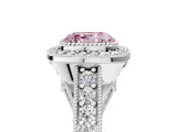 White gold Fancy Pink Asscher Cut Halo Diamond Split Shank Pave Ring_5
