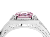 White gold Fancy Pink Asscher Cut Halo Diamond Split Shank Ring with Prong Setting_4