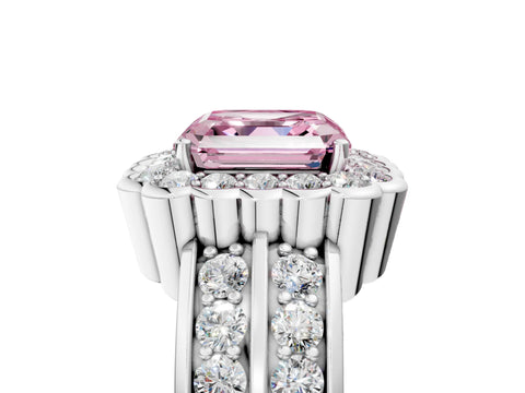 White gold Fancy Pink Asscher Cut Halo Diamond Split Shank Ring with Scalloped Prong Setting_17