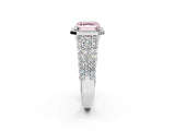 White gold Fancy Pink Asscher Cut Halo Pavé Diamond Engagement Ring with Split Shank and Four-Prong Setting_5