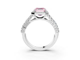 White gold Fancy Pink Asscher Cut Halo Pavé Diamond Engagement Ring with Split Shank and Four-Prong Setting_6