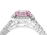 White gold Fancy Pink Asscher Cut Halo Pavé Diamond Engagement Ring with Split Shank and Four-Prong Setting_7