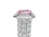 White gold Fancy Pink Asscher Cut Halo Pavé Diamond Engagement Ring with Split Shank and Four-Prong Setting_8
