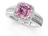 White gold Fancy Pink Asscher  Cut Halo Pave Band Four-Prong Ring_30