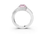 White gold Fancy Pink Asscher  Cut Halo Pave Band Four-Prong Ring_33