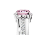 White gold Fancy Pink Asscher  Cut Halo Pave Band Four-Prong Ring_34
