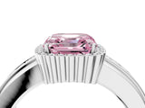 White gold Fancy Pink Asscher  Cut Halo Pave Band Four-Prong Ring_34