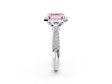 White gold Fancy Pink Asscher  Cut Halo Pave Band Four-Prong Setting Ring_2