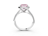 White gold Fancy Pink Asscher  Cut Halo Pave Band Four-Prong Setting Ring_3