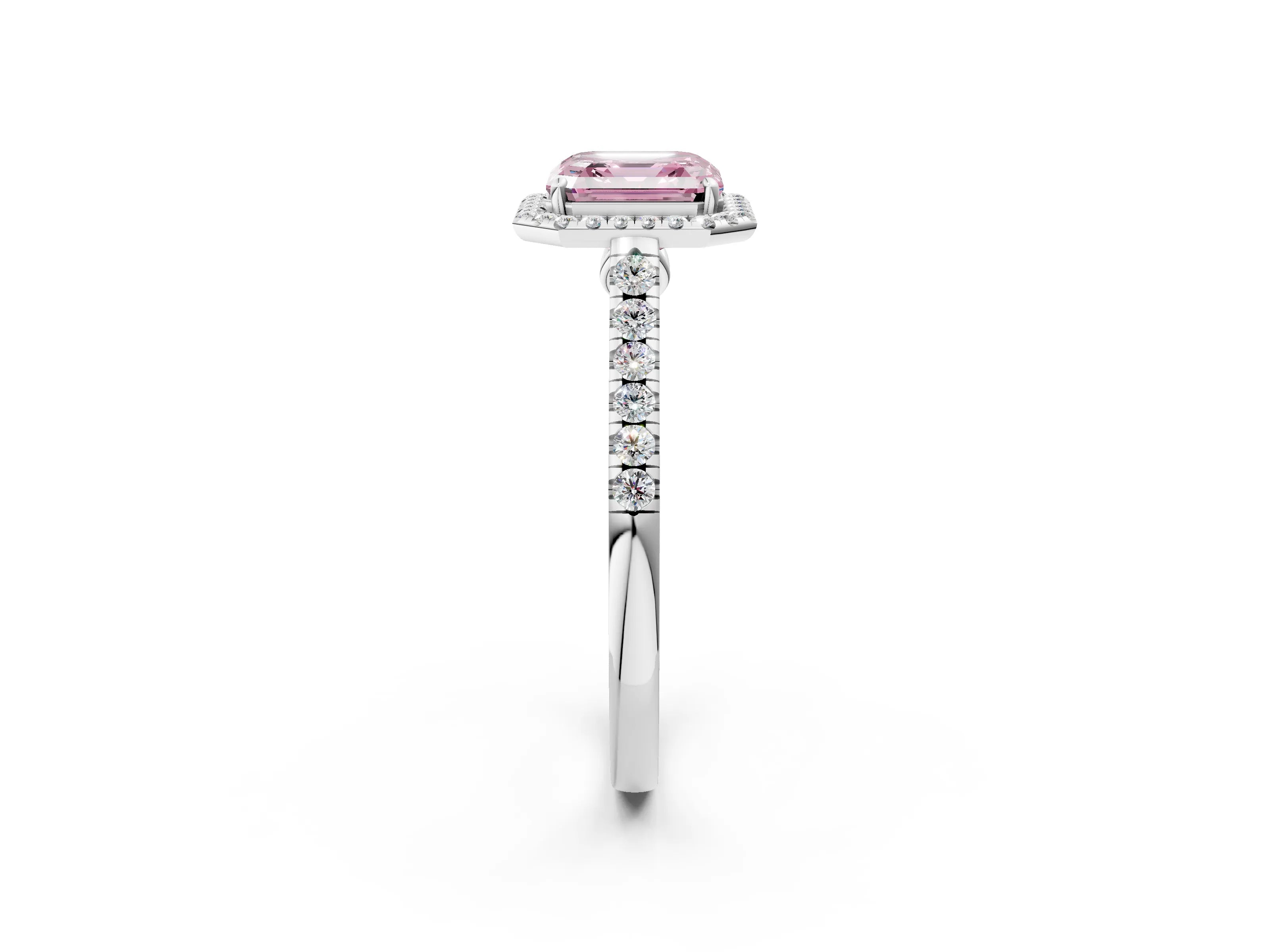 White gold Fancy Pink Asscher Cut Halo Pave Diamond Engagement Ring with Four-Prong Setting_2
