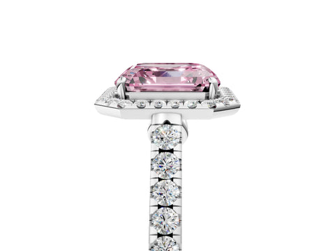 White gold Fancy Pink Asscher Cut Halo Pave Diamond Engagement Ring with Four-Prong Setting_5