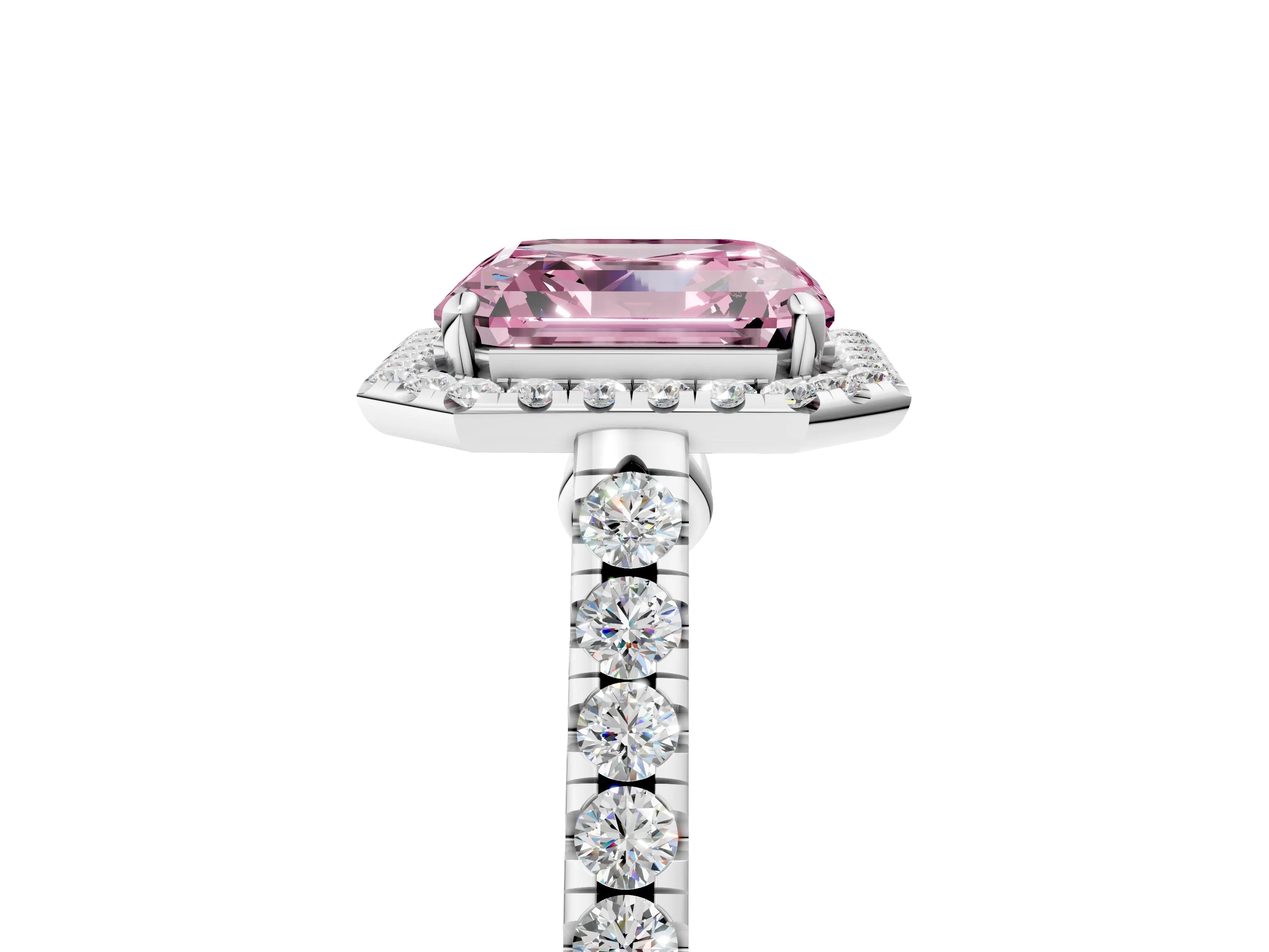 White gold Fancy Pink Asscher Cut Halo Pave Diamond Engagement Ring with Four-Prong Setting_5