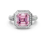 White gold Fancy Pink Asscher  Cut Halo Pave Split Shank Prong Setting Ring_67