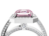 White gold Fancy Pink Asscher  Cut Halo Pave Split Shank Prong Setting Ring_71