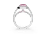White gold Fancy Pink Asscher  Cut Halo Pave Split Shank Prong Setting Ring_75